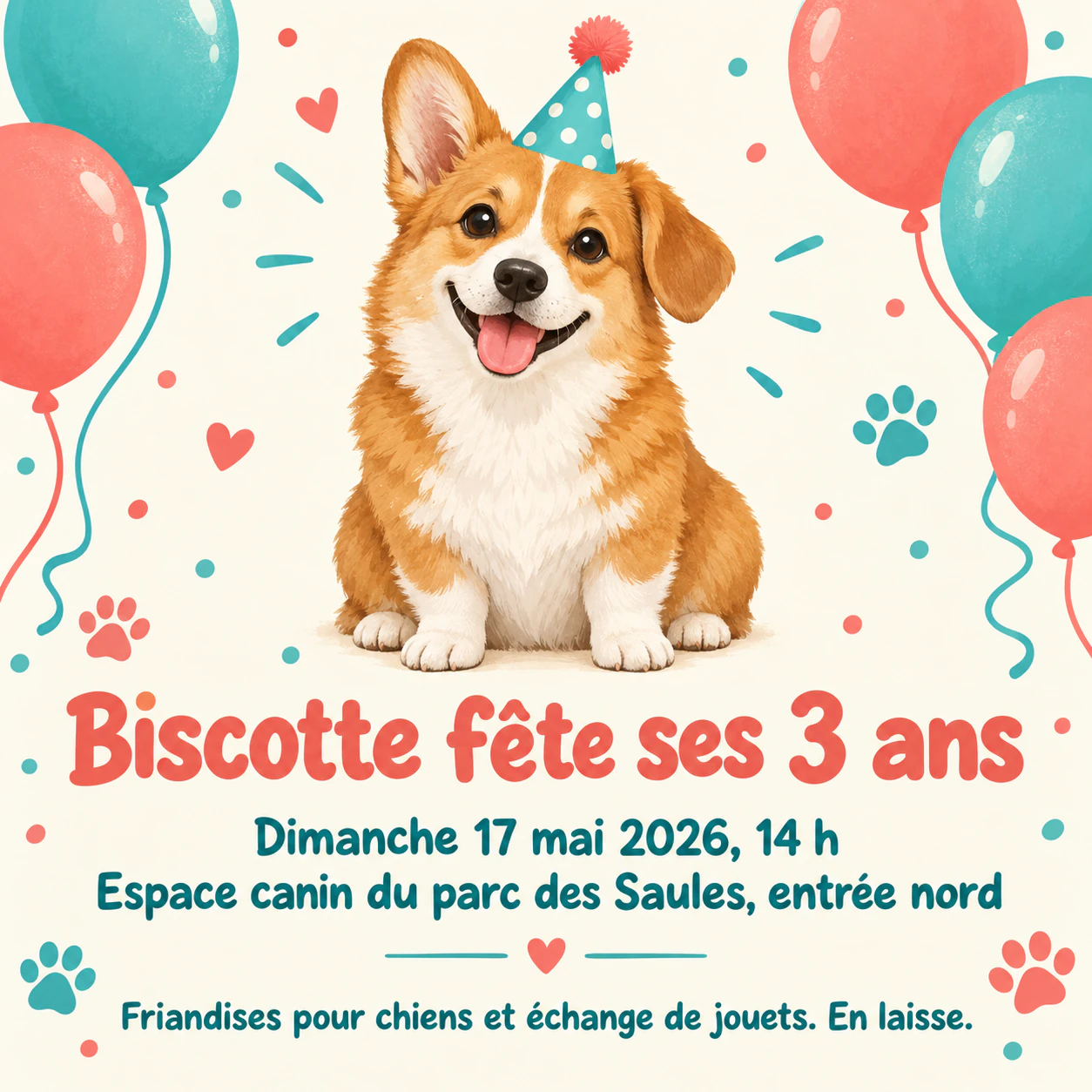 Exemple : Invitation à l’anniversaire de votre chien