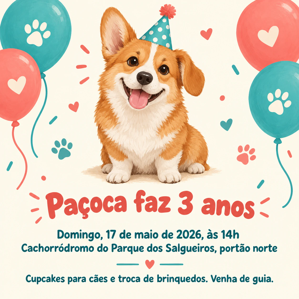 Exemplo de Convite de festa de aniversário de cachorro
