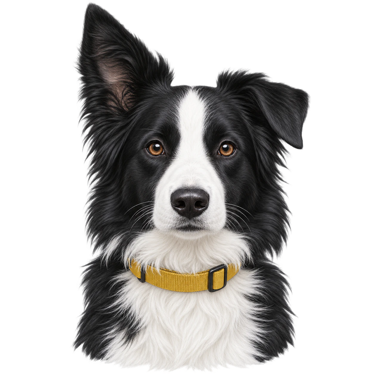 Transparent dog profile picture: Border collie with a mustard collar