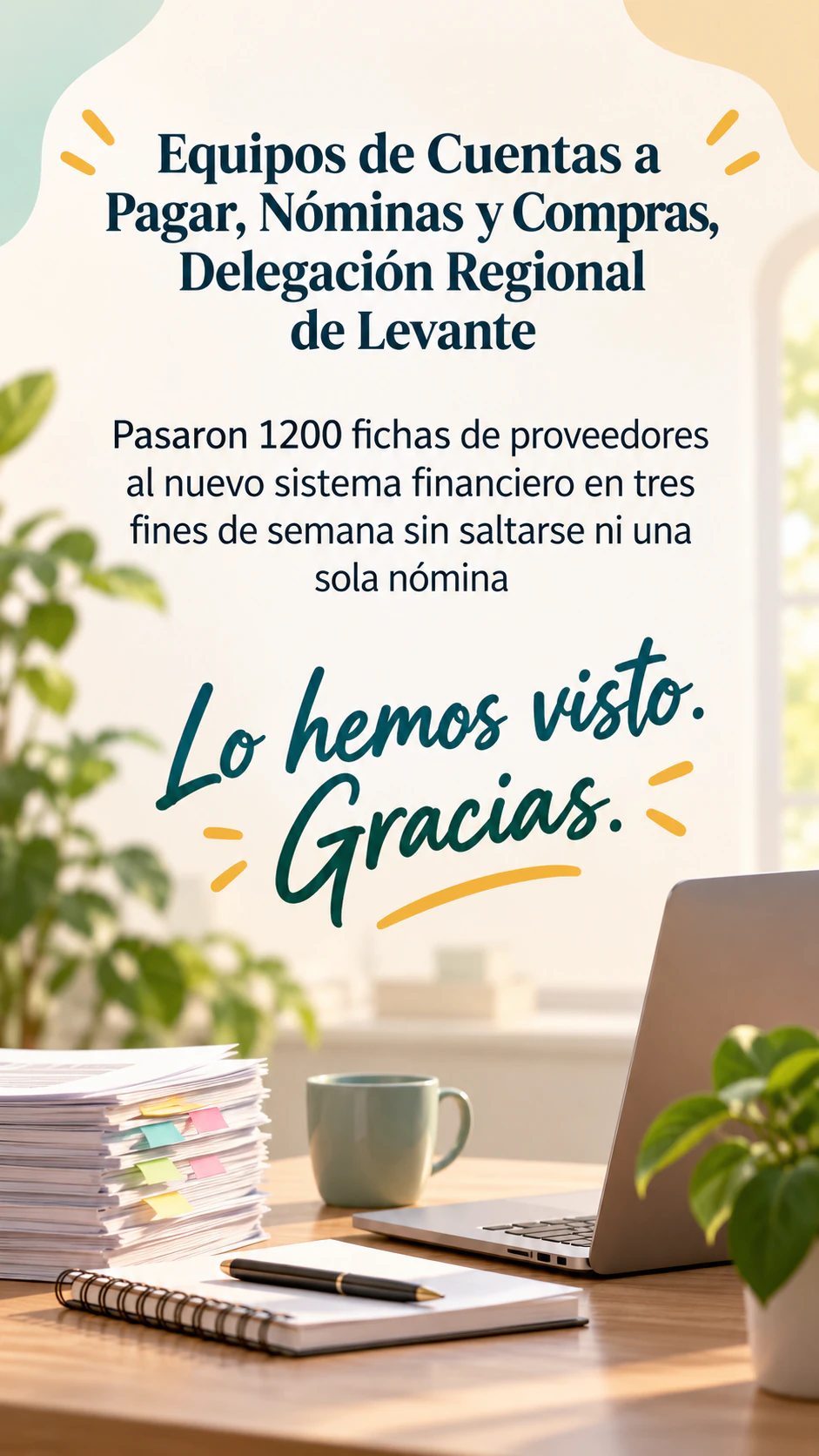 Cartel de agradecimiento por la aportación del equipo: Tres equipos, cifras aportadas y sin firma