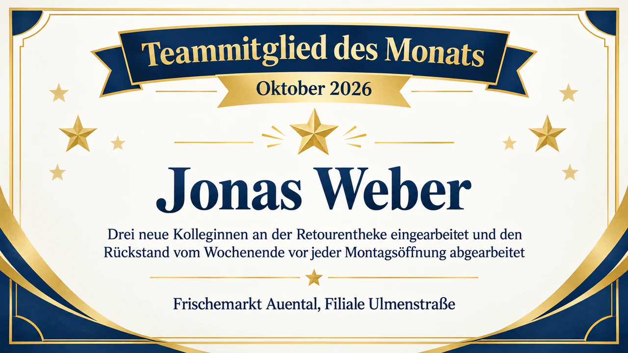 Beispiel: Urkunde „Mitarbeiter des Monats“