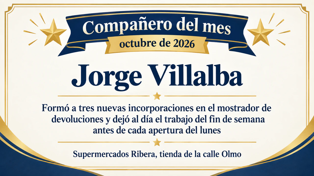 Ejemplo de Certificado de empleado del mes