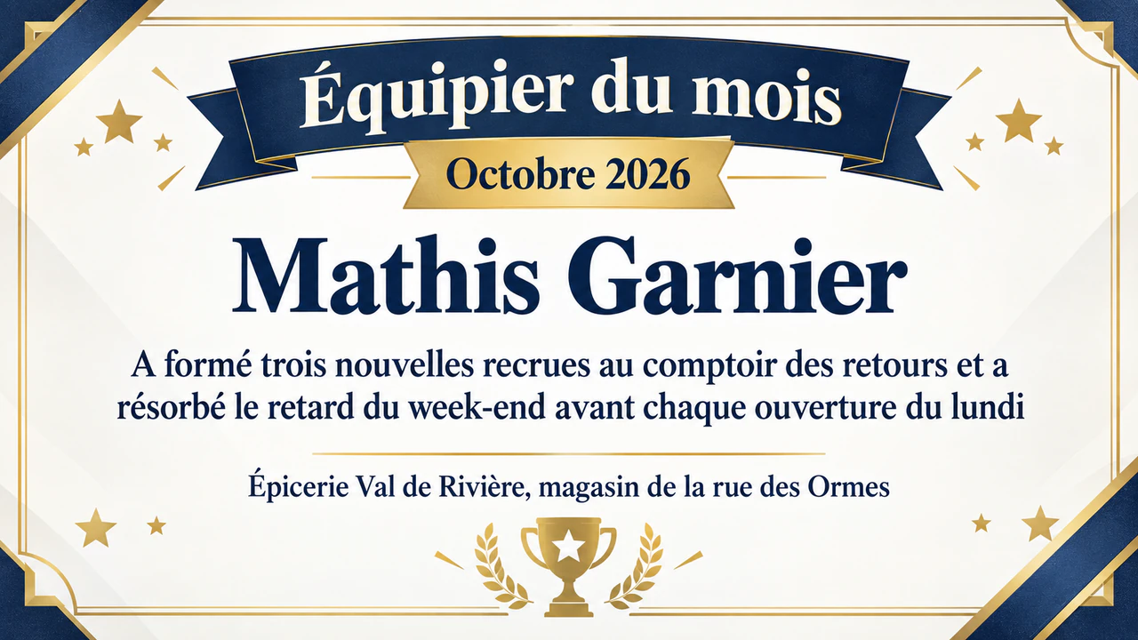 Exemple : Certificat d’employé du mois