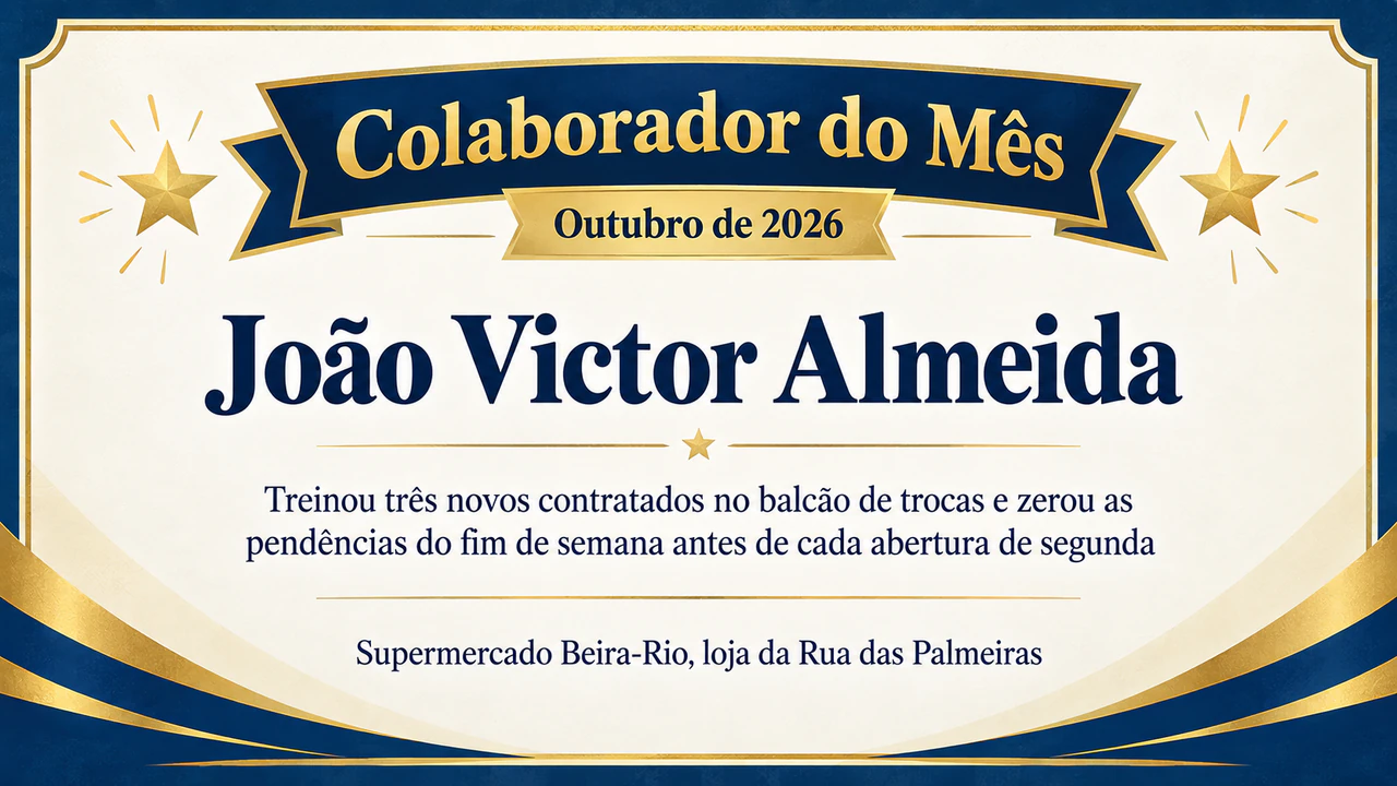 Exemplo de Certificado de funcionário do mês