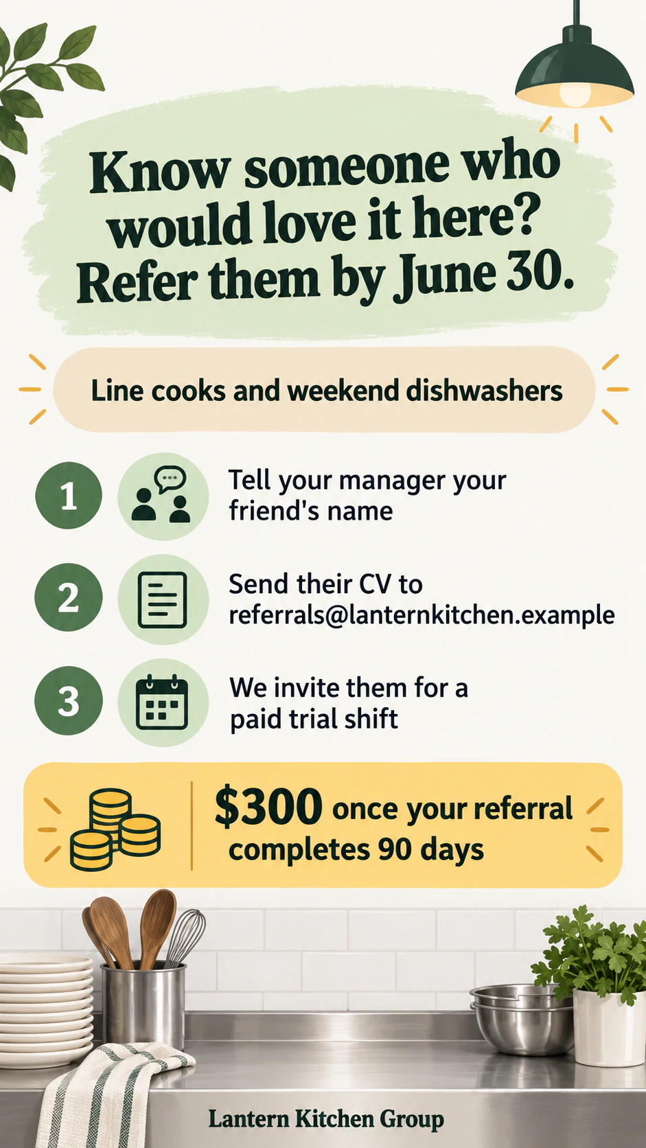 Employee referral poster with your confirmed steps example
