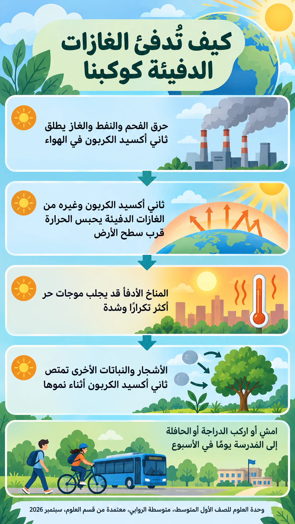مثال على إنفوجرافيك عن الاحتباس الحراري والتوعية البيئية