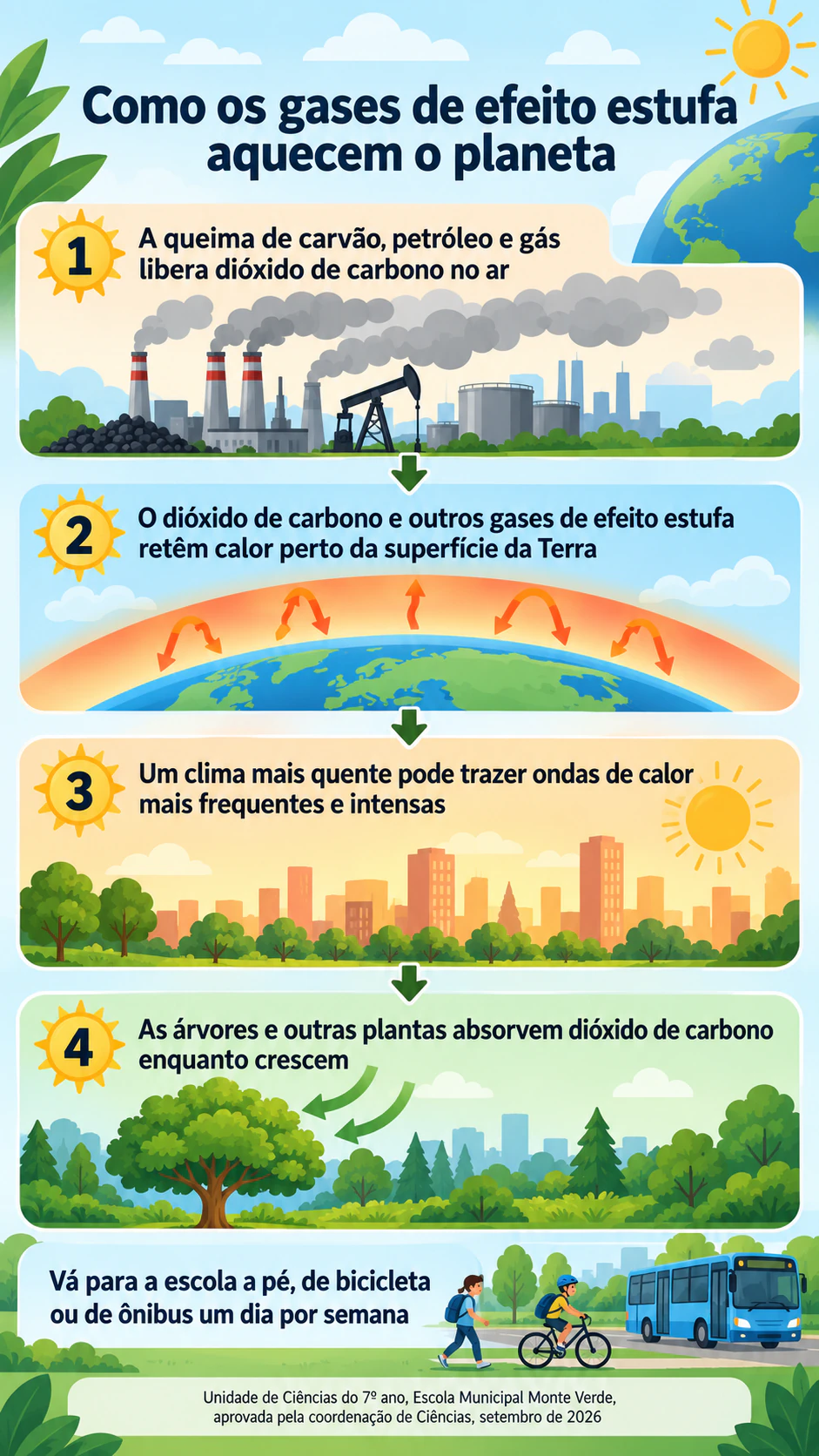 Exemplo de Infográfico sobre aquecimento global e conscientização ambiental
