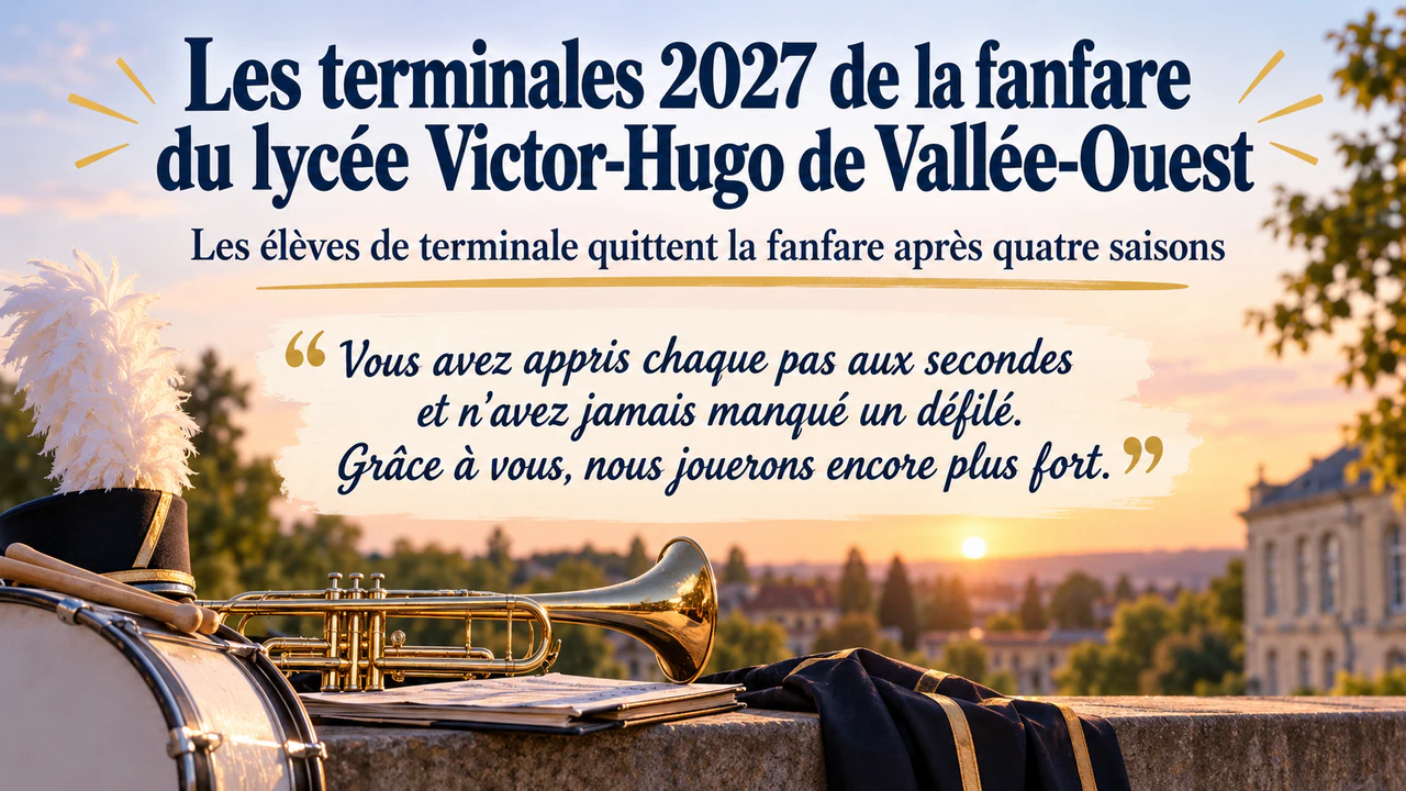 Affiche de départ avec le message de votre groupe : Une promotion de terminales en groupe, sans date ni signature