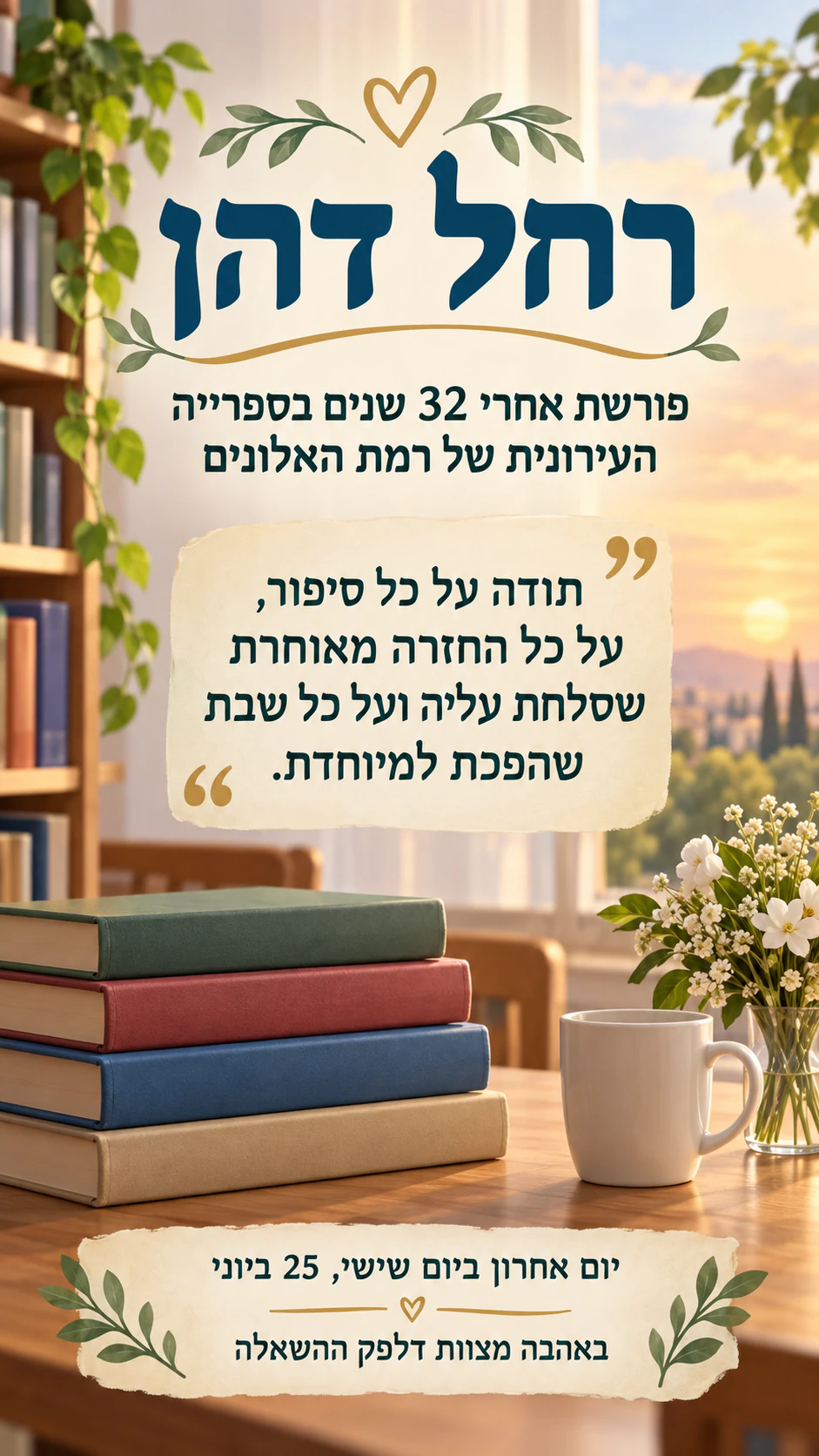 דוגמה: פוסטר פרידה עם המסר של הקבוצה שלכם