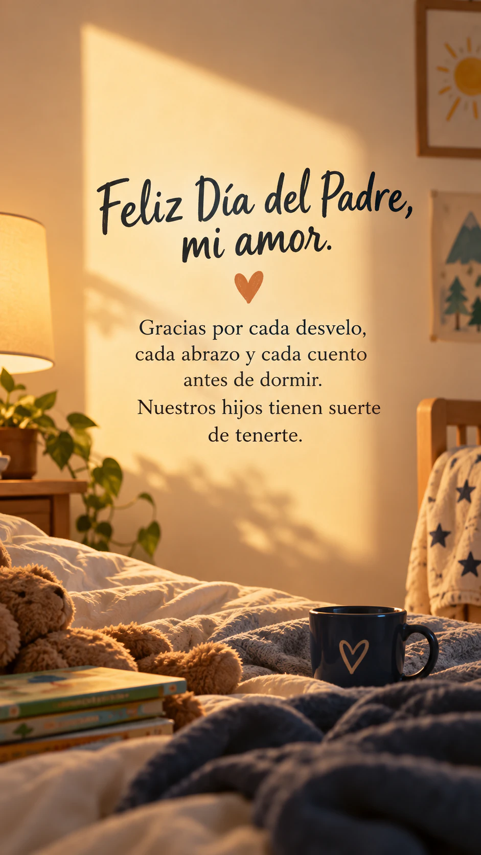 Father's Day image for your partner: Spanish message, no sign-off or shared detail