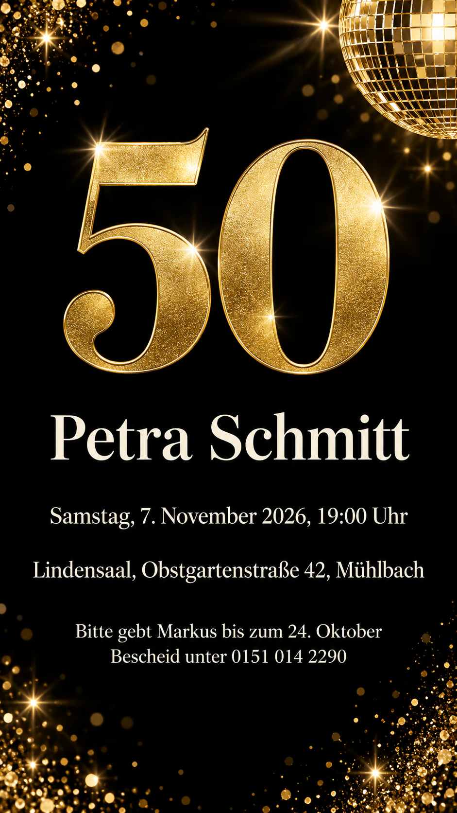 Beispiel: Einladung zur Feier des 50. Geburtstags