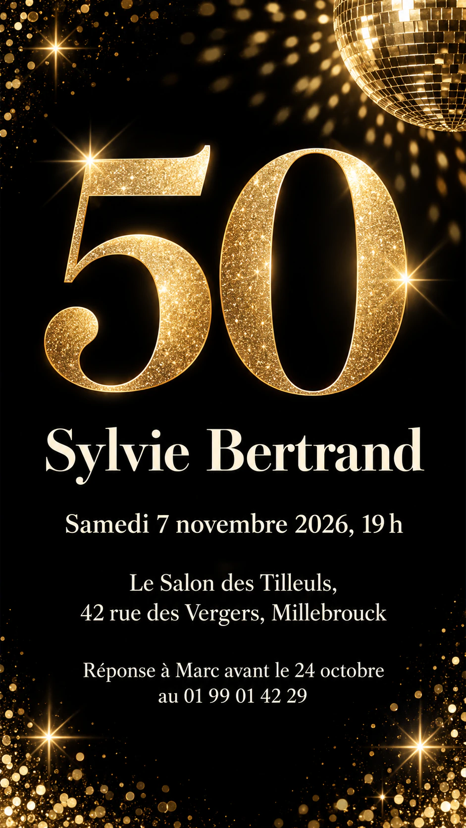 Exemple : Invitation à une fête d’anniversaire pour les 50 ans
