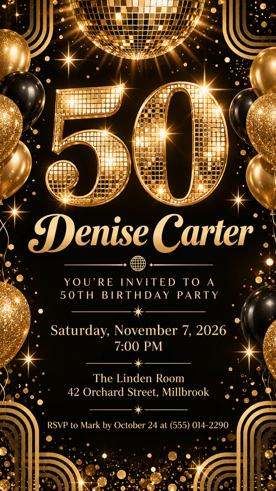 50th birthday party invitation example