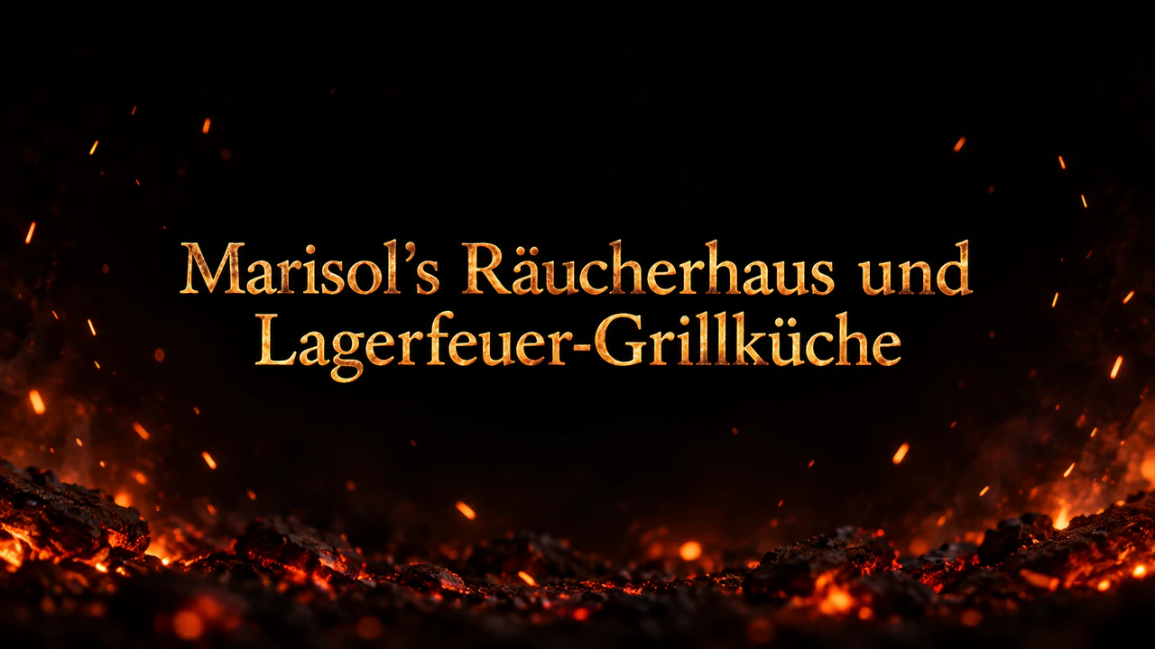 YouTube-Kanalbanner mit Feuer-Motiv: Langer Name eines Kochkanals mit nur glimmender Glut