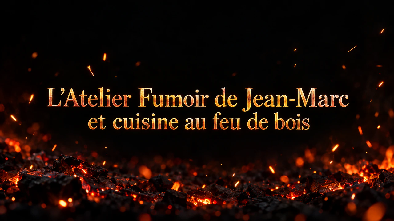 Bannière de chaîne YouTube sur le thème du feu : Long nom de chaîne de cuisine avec seulement quelques braises