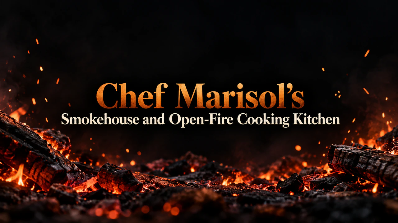 Fire-themed YouTube channel banner: Long cooking channel name with only low embers
