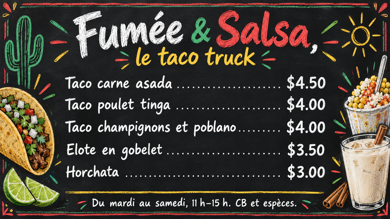 Exemple : Ardoise de menu pour food truck