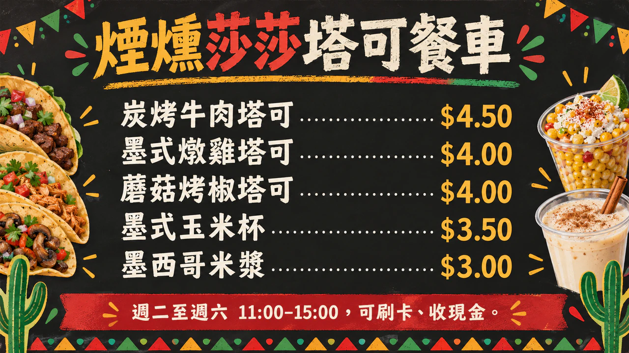 餐車菜單看板範例