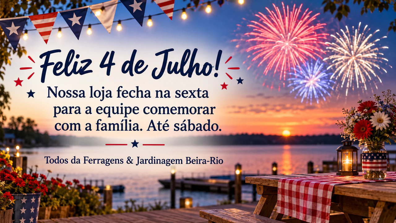 Imagem de felicitação de 4 de Julho: Felicitação de um pequeno negócio com aviso de fechamento, sem cores nem cena