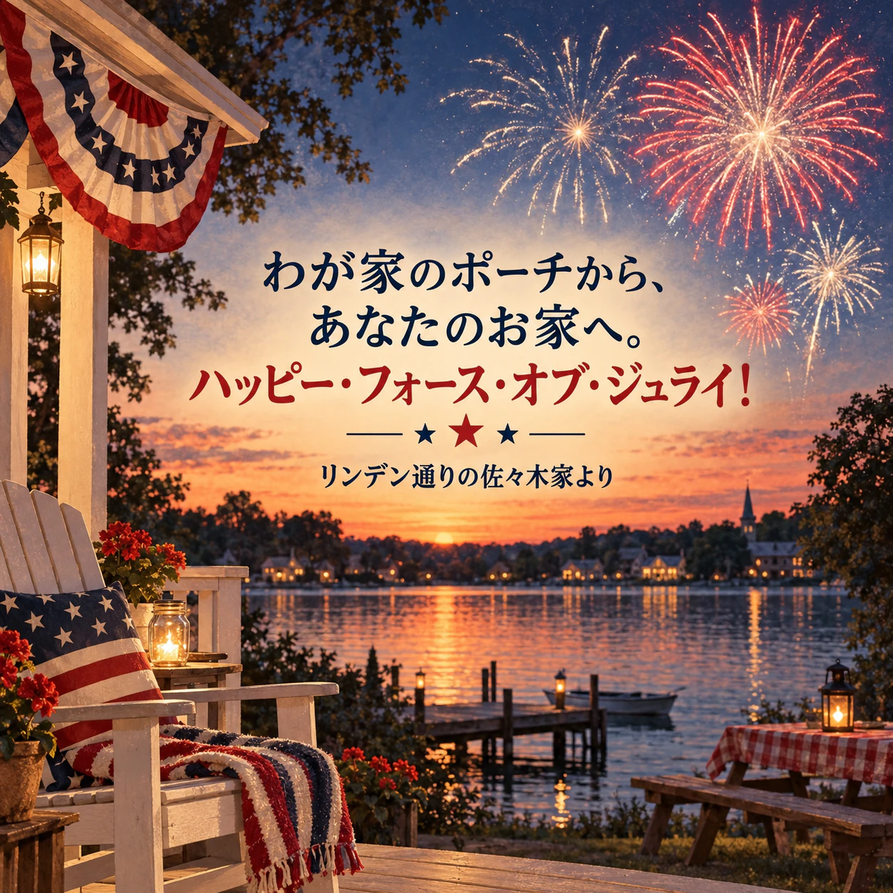 アメリカ独立記念日(7月4日)のグリーティング画像の作例