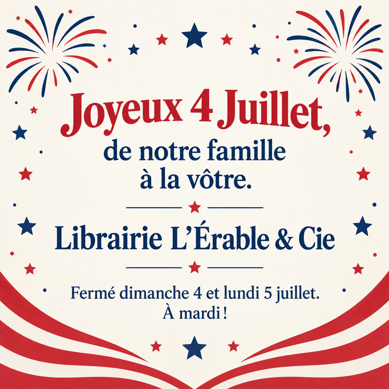 Exemple : Publication pour le 4 juillet américain, en carré ou en Story