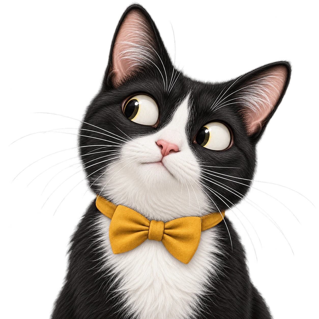 Funny cat profile picture: Tuxedo cat with lopsided whiskers