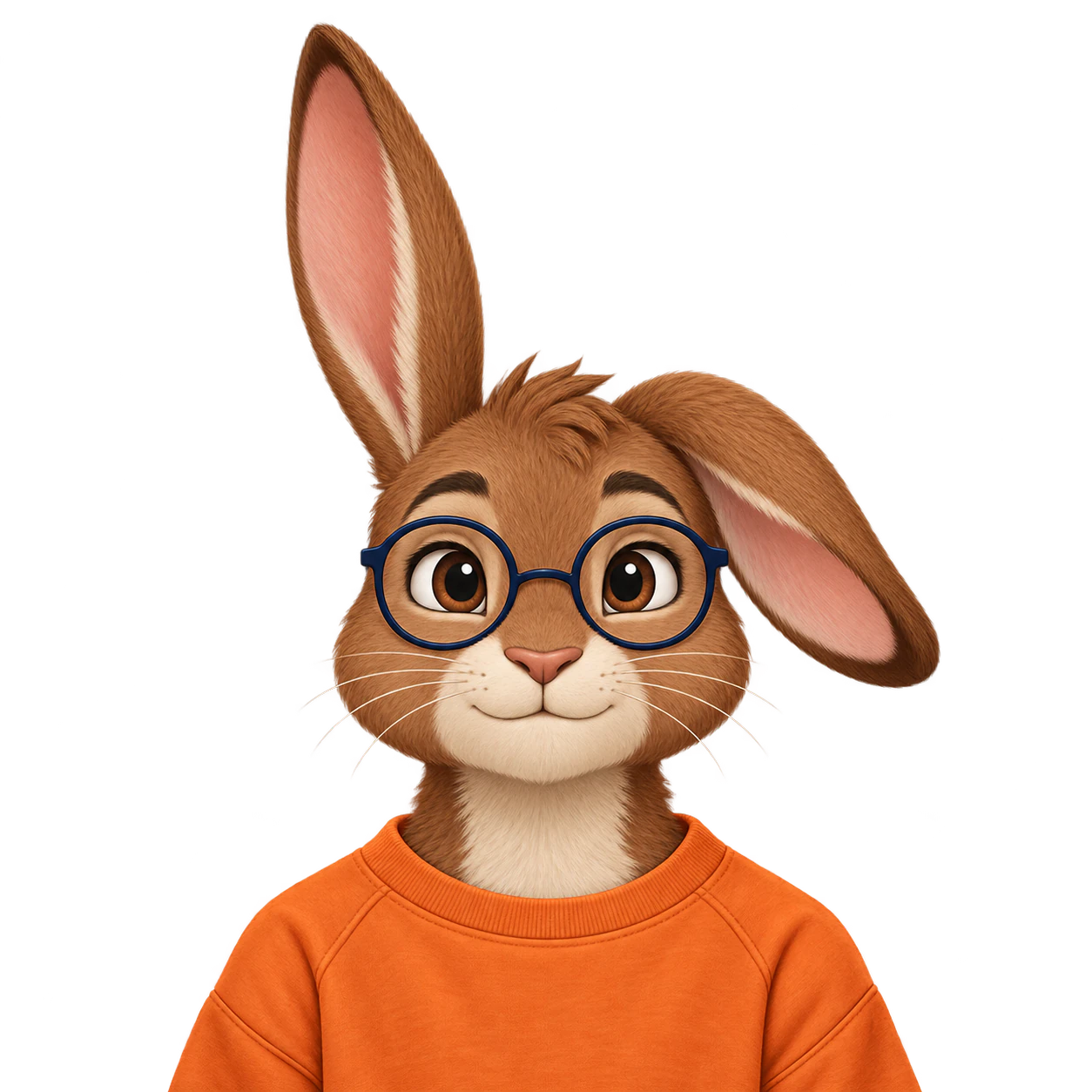 Transparent furry profile picture: Brown rabbit with navy glasses