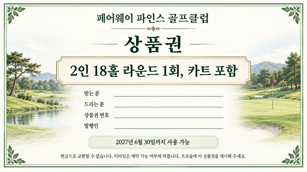 소규모 사업장을 위한 상품권 예시