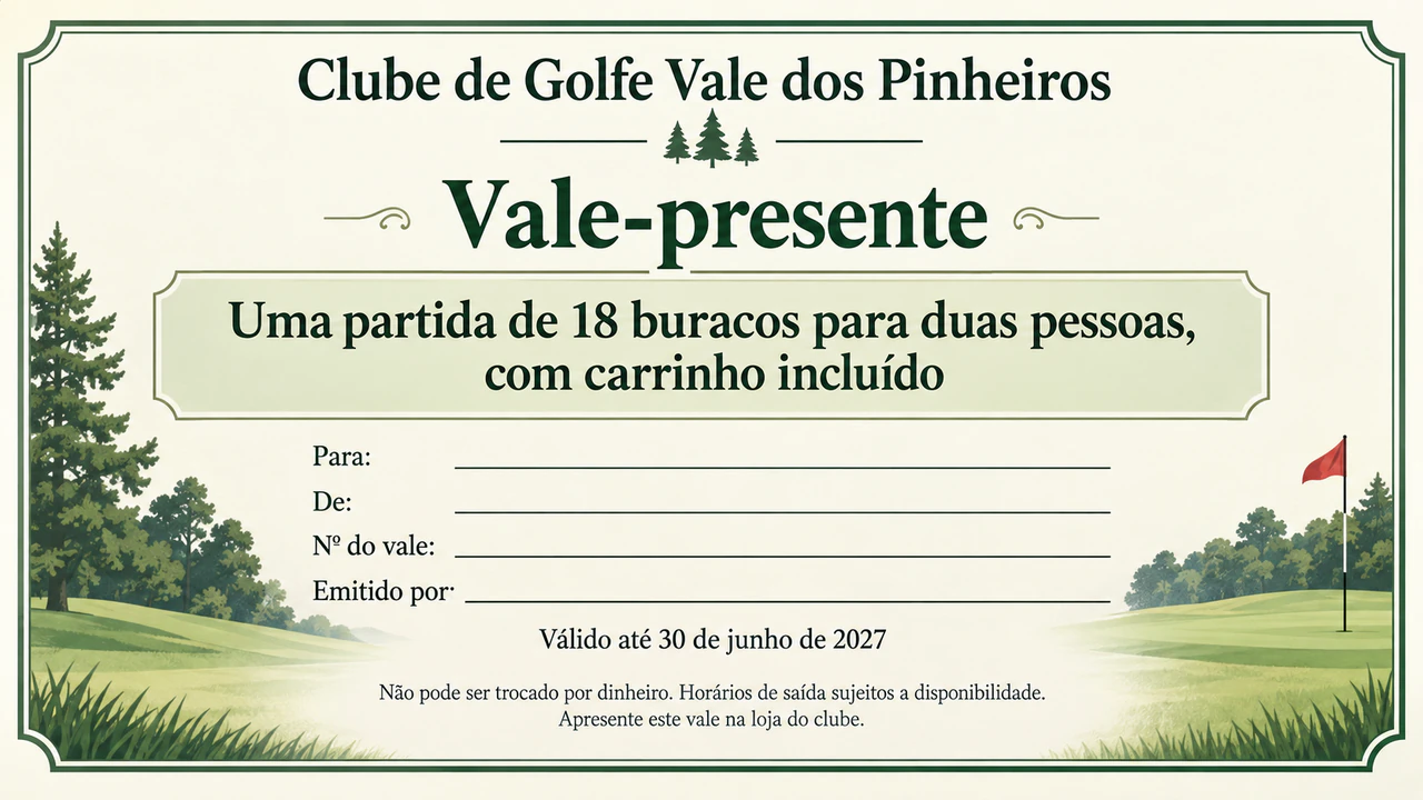 Exemplo de Vale-presente para pequenos negócios