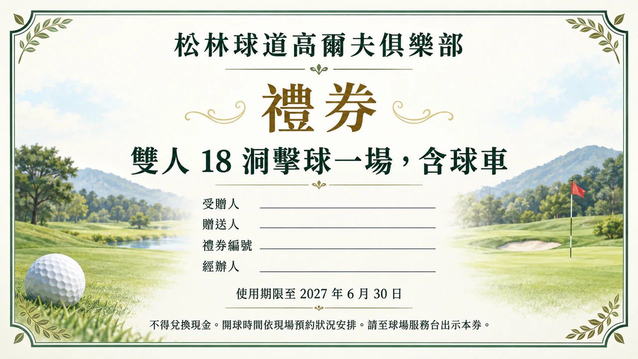 小店家專用的禮券範例