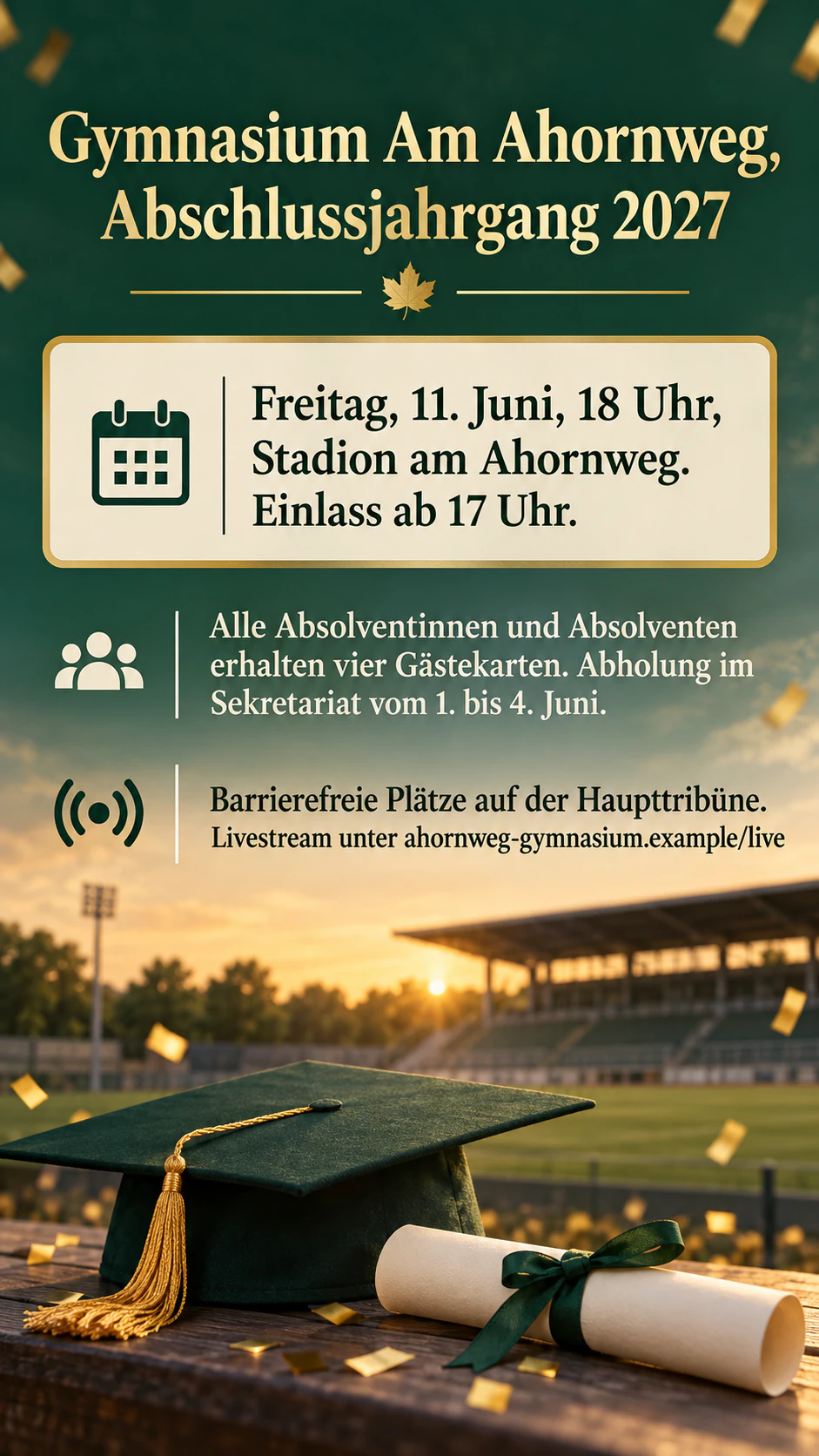 Beispiel: Flyer zur Abschlussfeier als Ankündigung für die ganze Schule