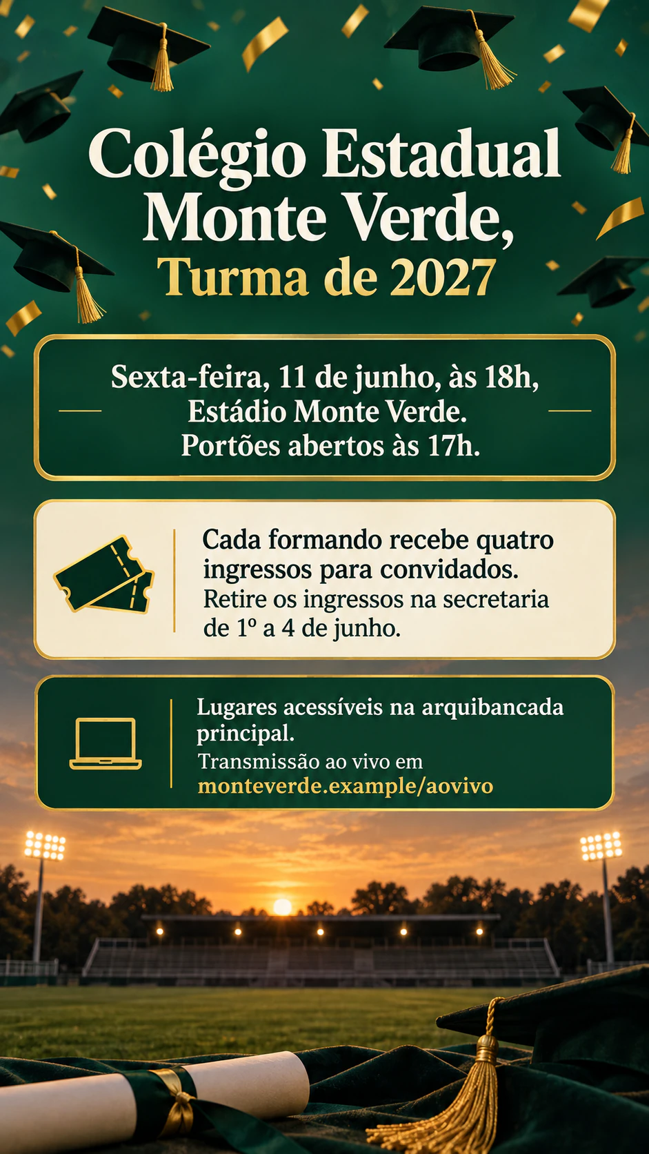 Exemplo de Flyer de cerimônia de formatura para um comunicado a toda a escola