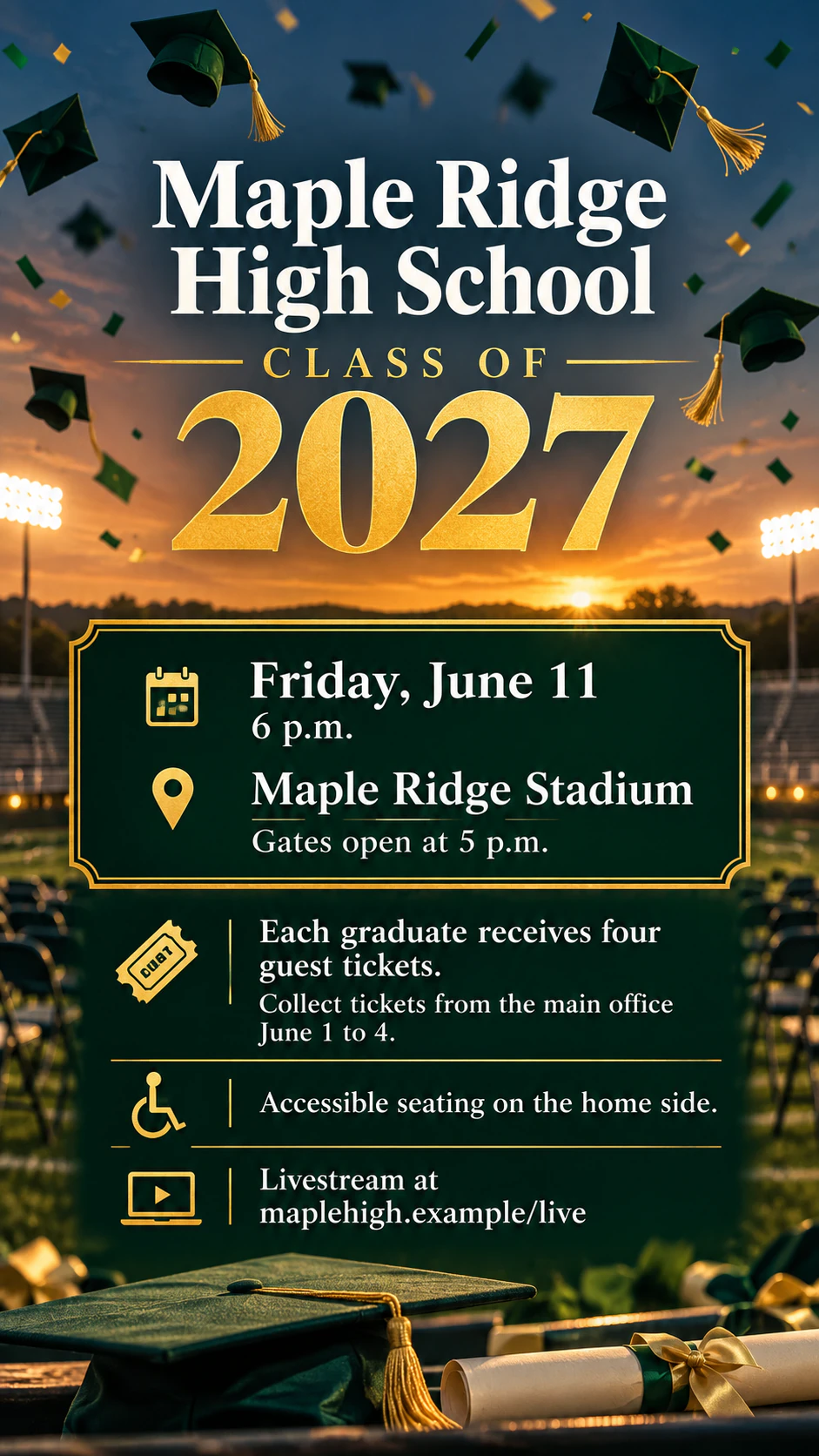 Graduation ceremony flyer for a school-wide announcement example