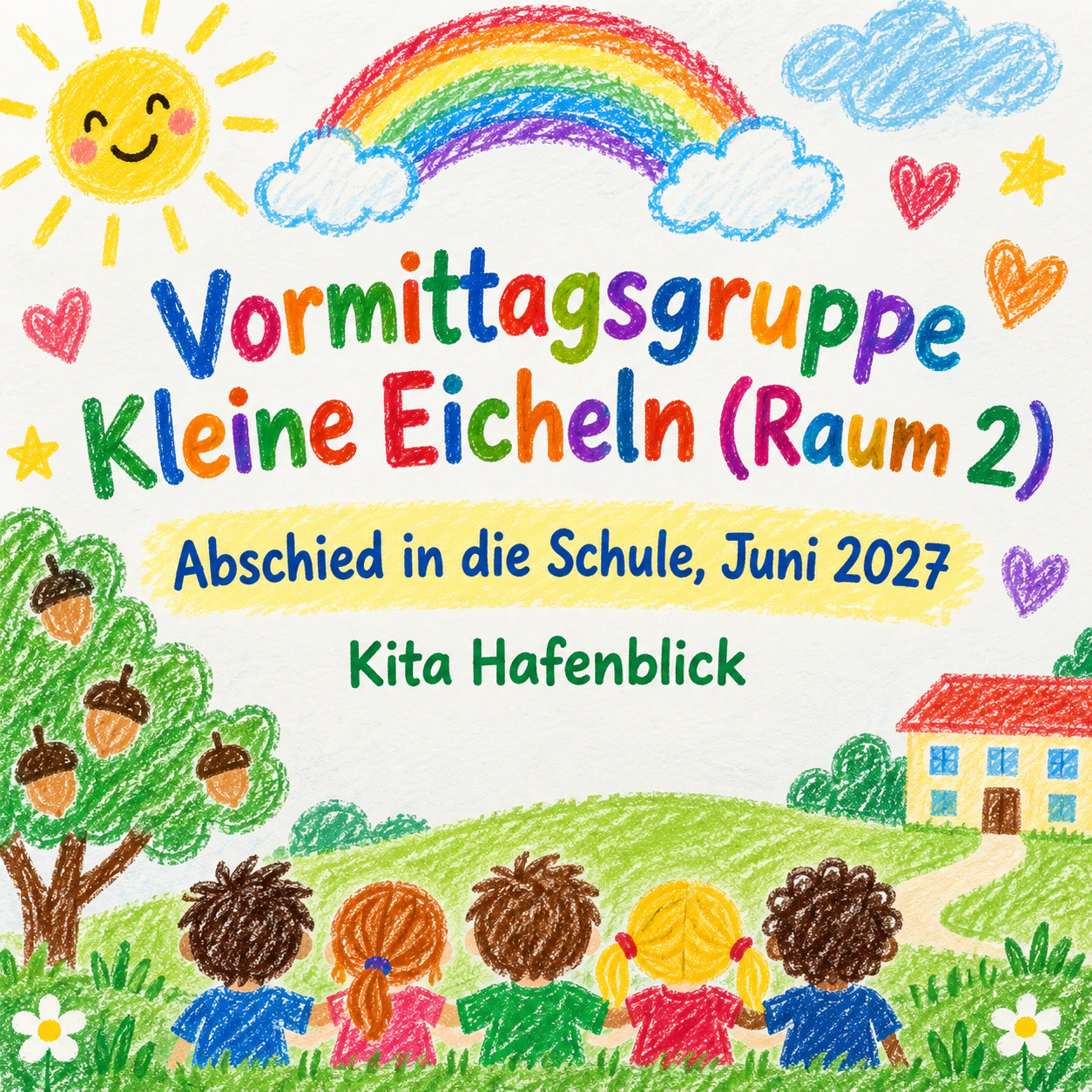 Abschlussposter für eine Person oder eine ganze Klasse: Kita-Gruppe, ohne Foto und ohne optionale Zeilen