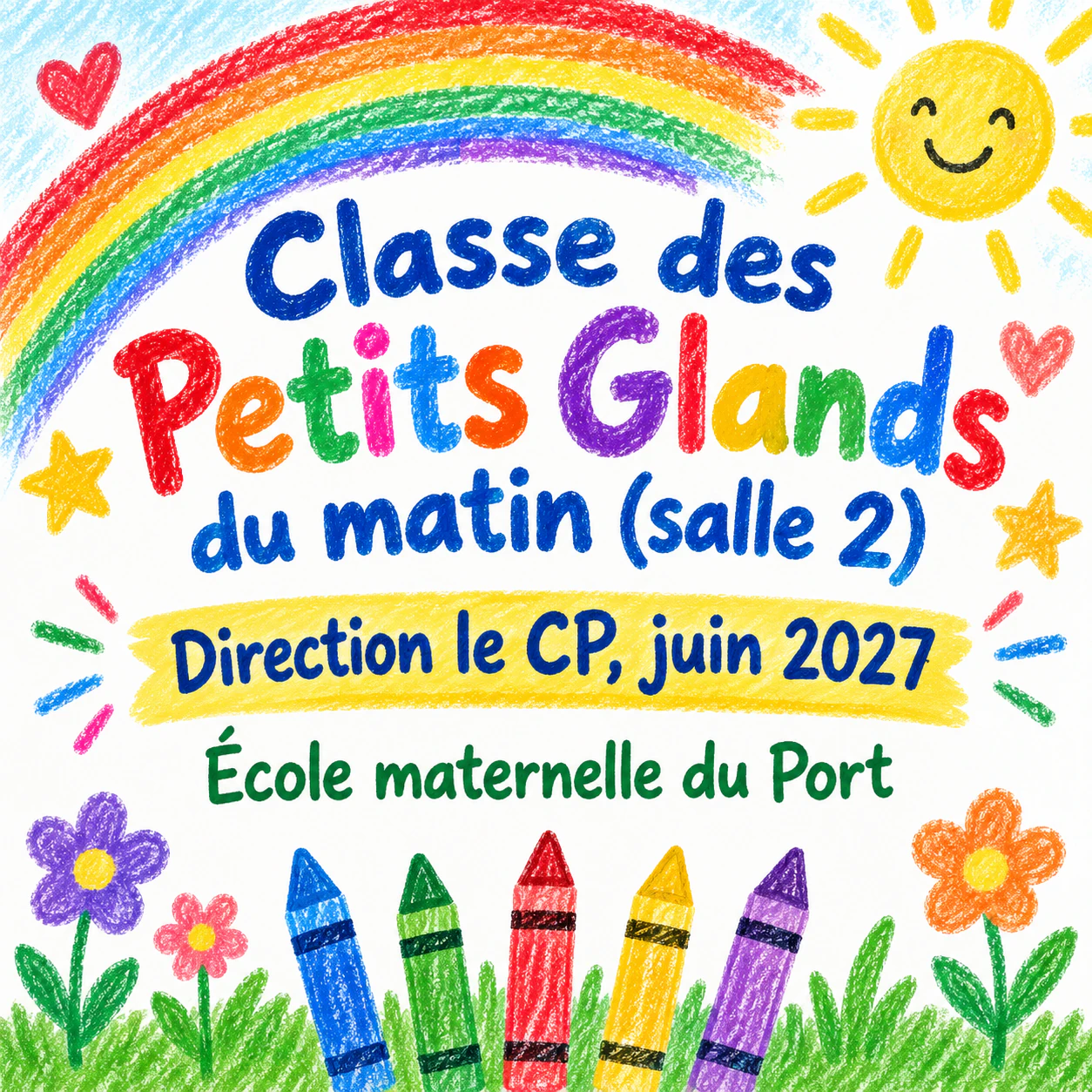 Affiche de diplômé pour un élève ou toute une classe : Classe de maternelle, sans photo ni ligne facultative