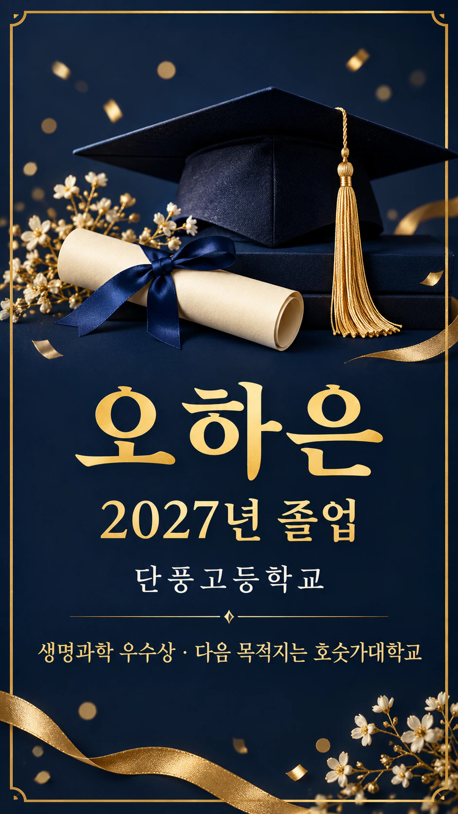 졸업생 한 명 또는 반 전체를 위한 졸업 축하 포스터 예시