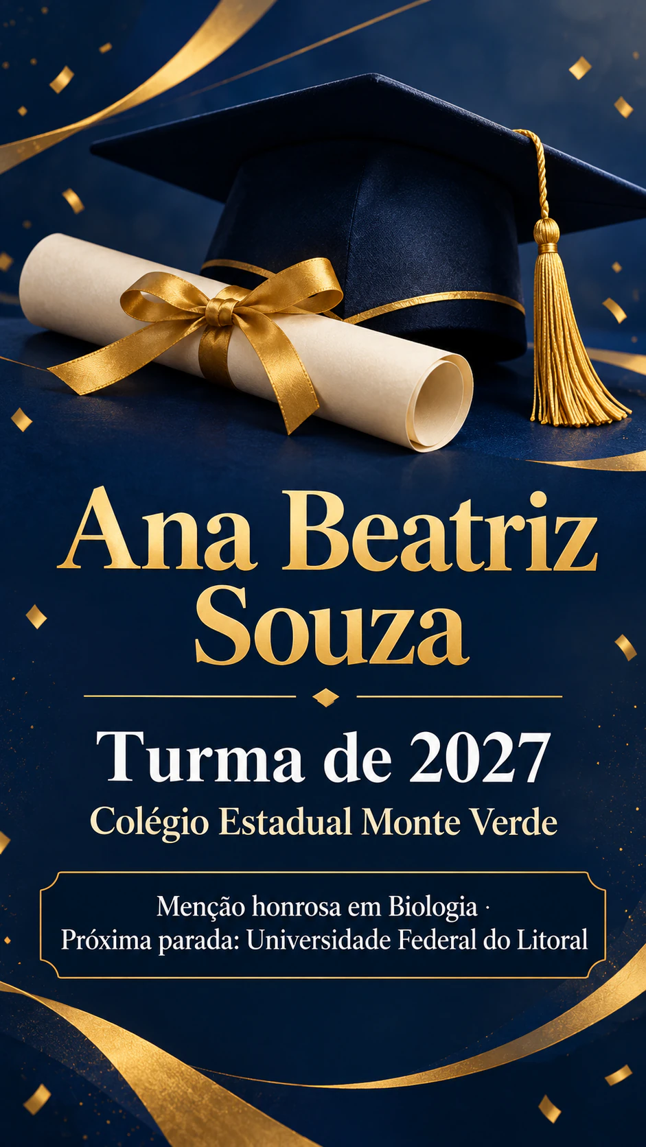Exemplo de Cartaz de formatura para um formando ou uma turma inteira
