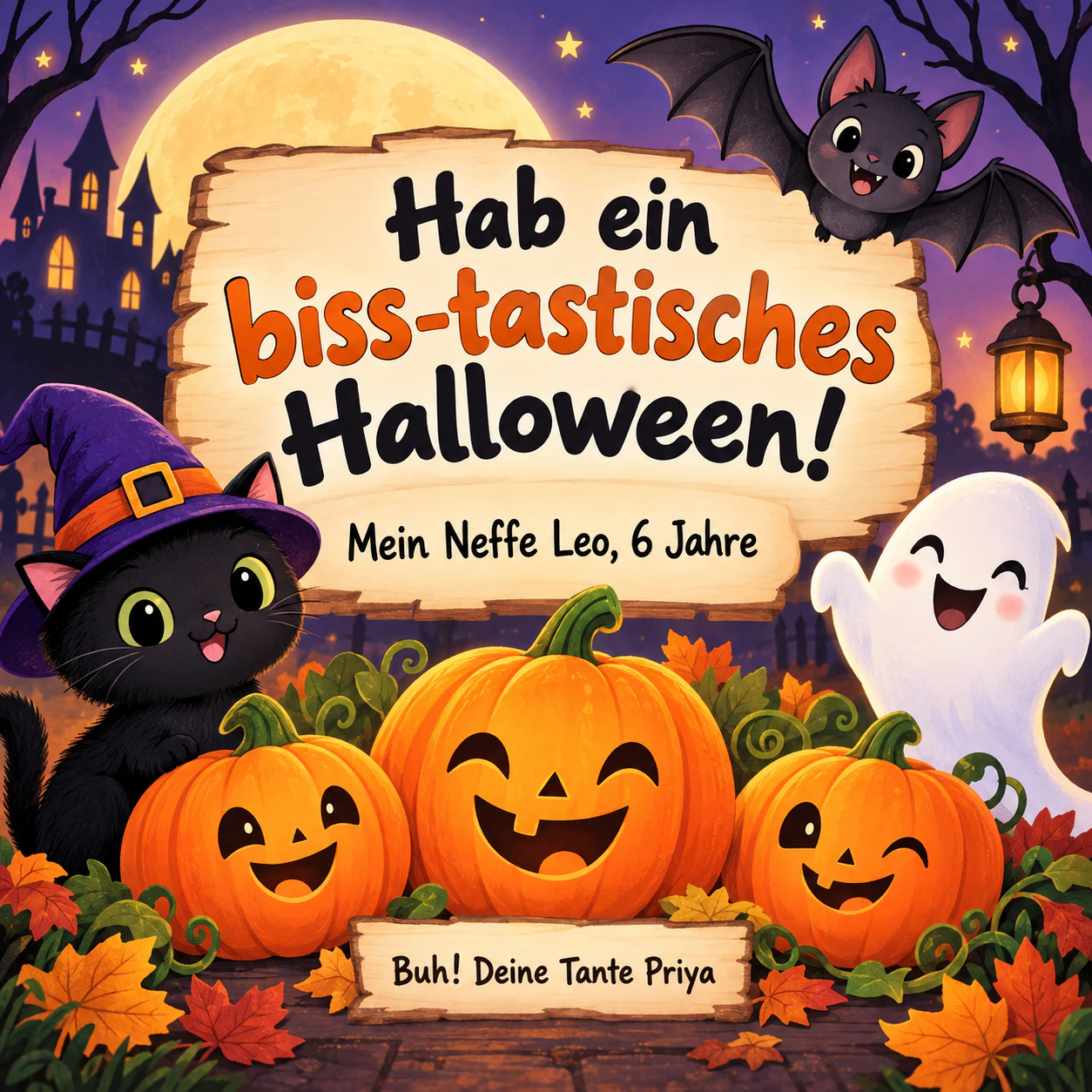 Beispiel: Halloween-Karte mit verspielter Illustration