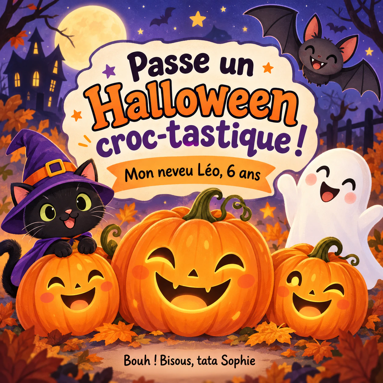Exemple : Carte d’Halloween avec une illustration ludique