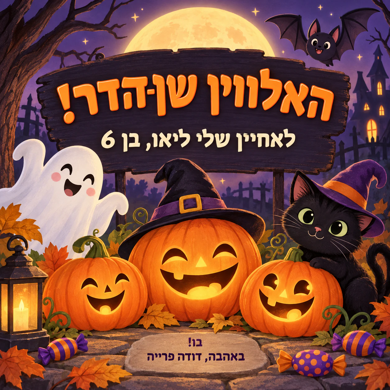 דוגמה: כרטיס האלווין עם איור שובב