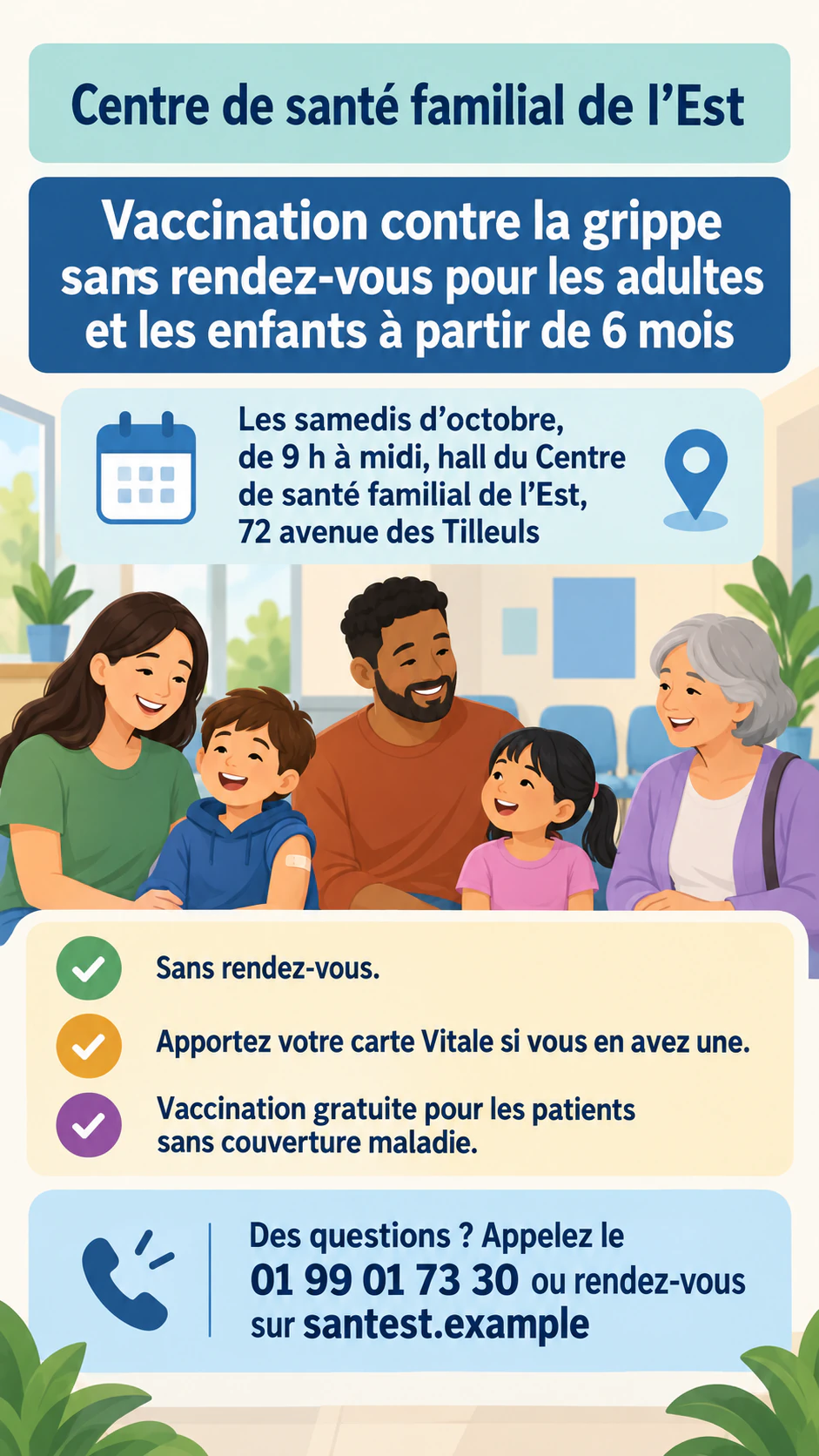 Exemple : Flyer santé pour un service de soins ou un événement de prévention
