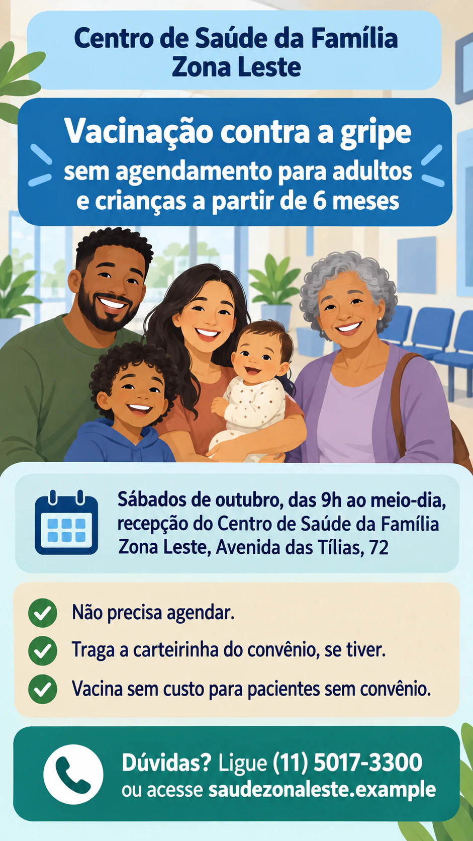 Exemplo de Flyer de saúde para um serviço da clínica ou um evento de saúde na comunidade