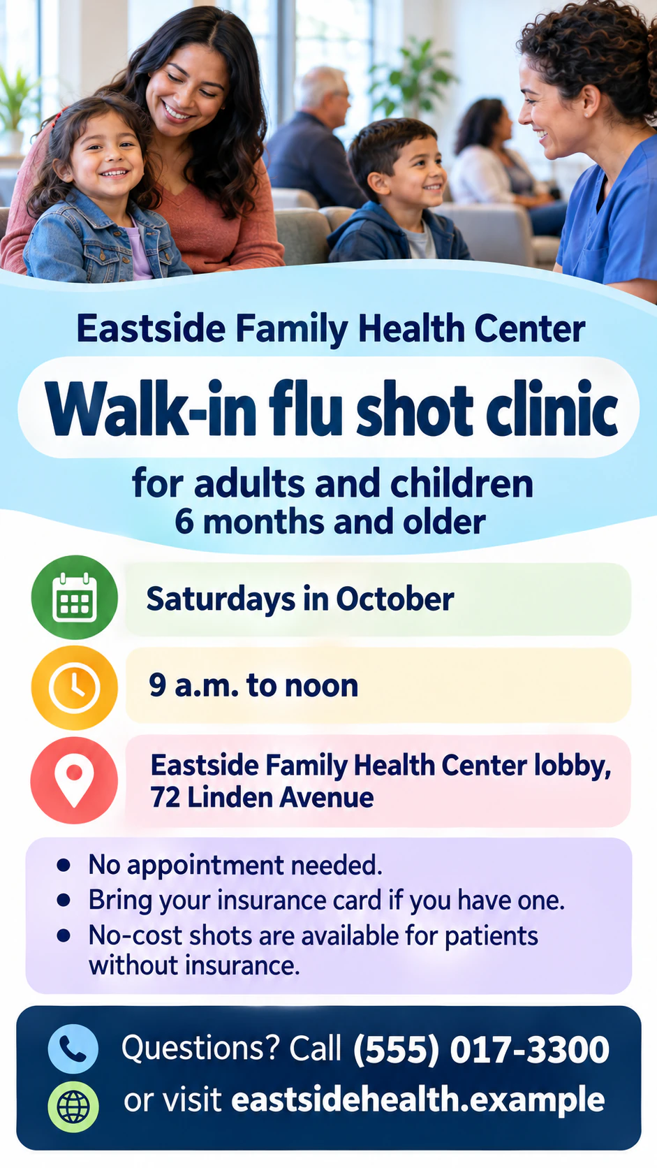 Healthcare flyer for a clinic service or community health event example