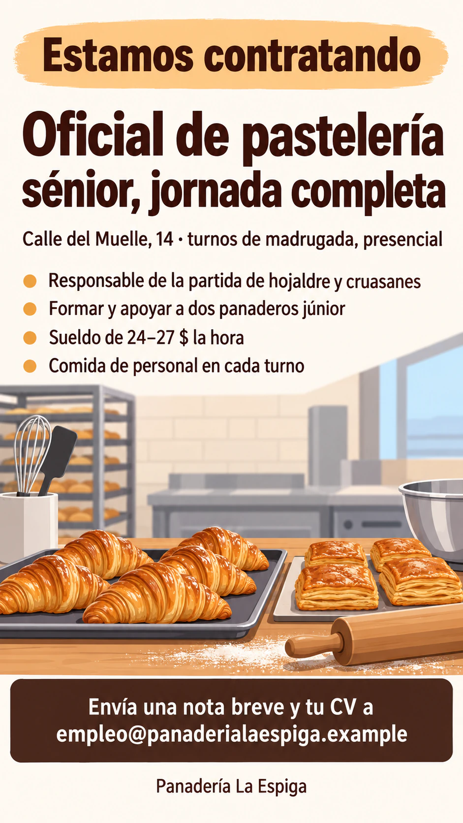 Ejemplo de Cartel de oferta de empleo para un puesto vacante