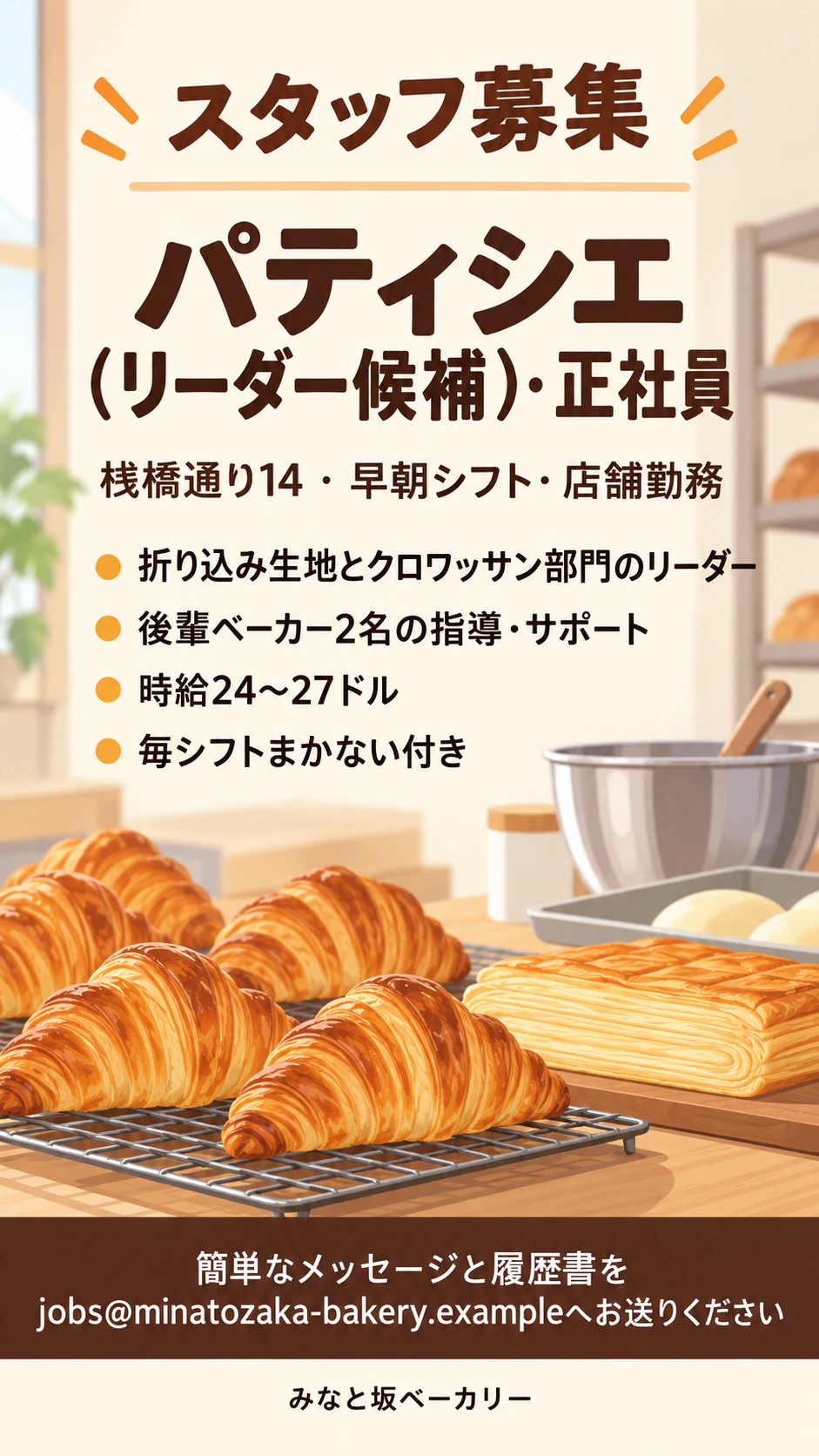 1つの職種を募集する求人ポスターの作例