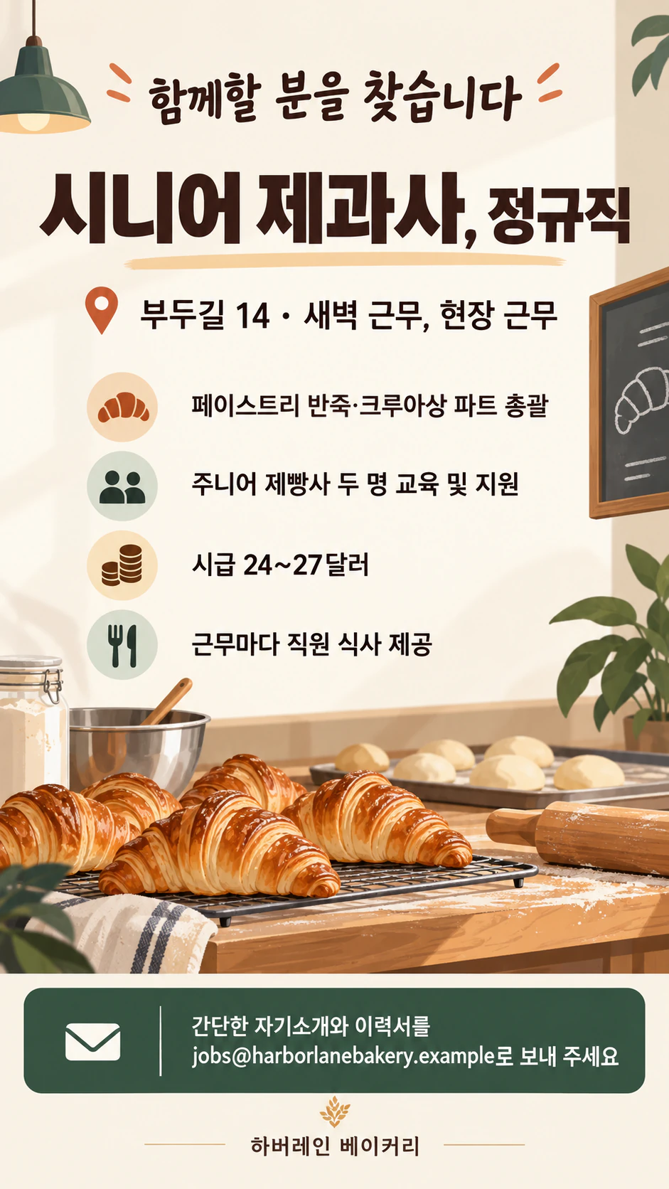 한 가지 직무를 위한 채용 포스터 예시