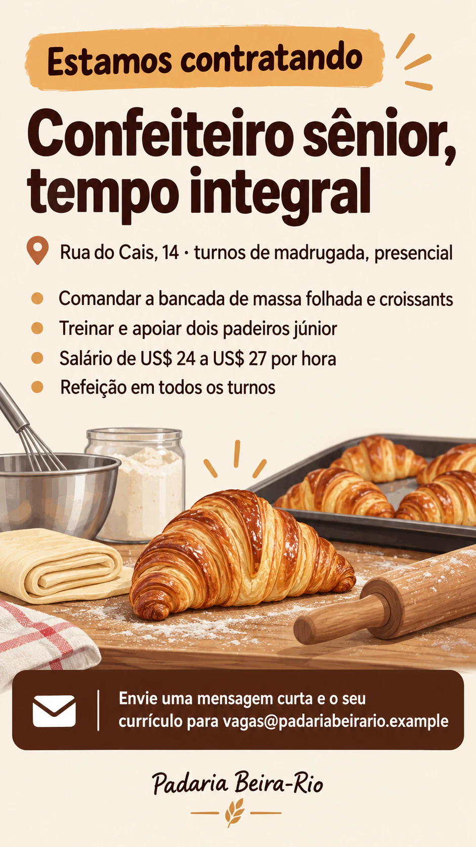 Exemplo de Cartaz de vaga para uma posição aberta