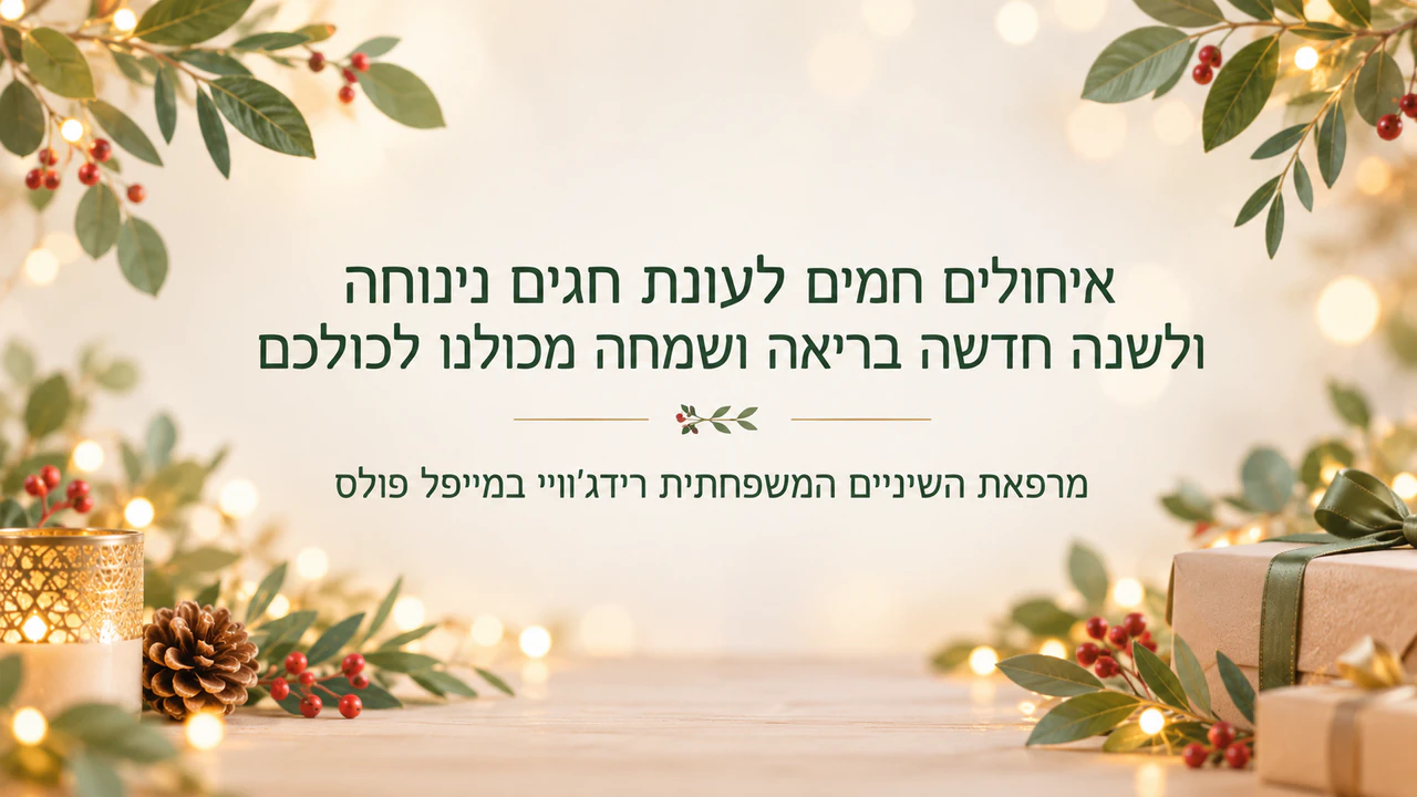 באנר חגים ושנה חדשה לדוא״ל: ברכת סוף שנה כללית ארוכה ללא מיקום