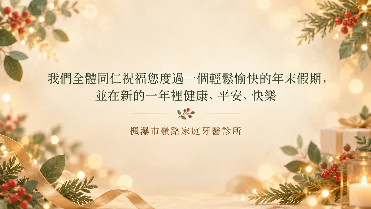 節日與新年電子郵件橫幅：通用年終祝福，祝福語很長，未指定放置位置