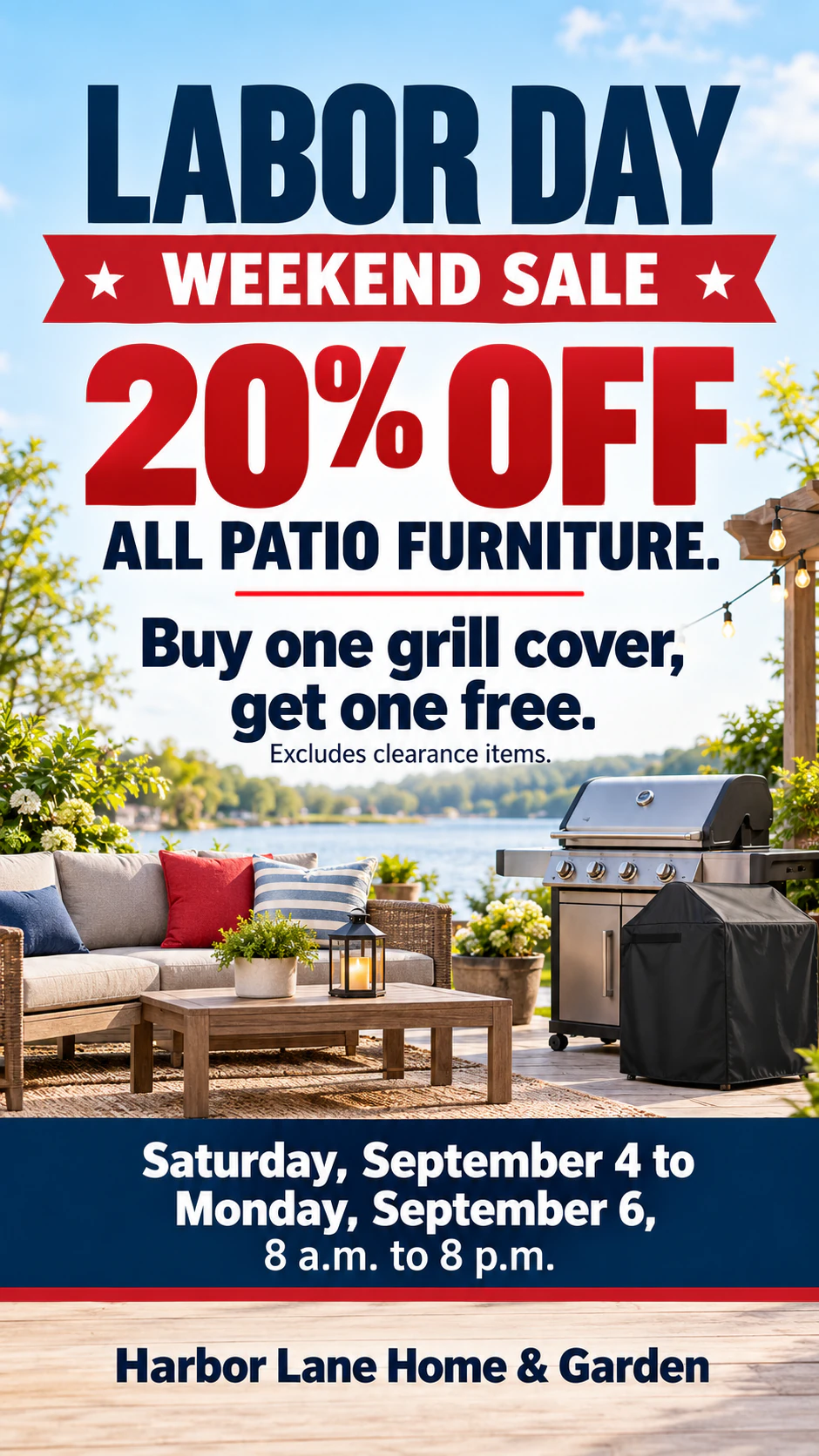 Labor Day weekend sale flyer with your offer and dates up front example